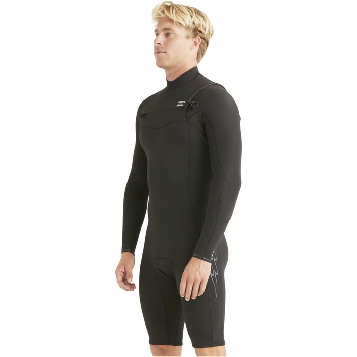 2024 Billabong Hombres Absolute 2mm Chest Zip Gbs Manga Larga Shorty Neopreno ABYW400118 - Black